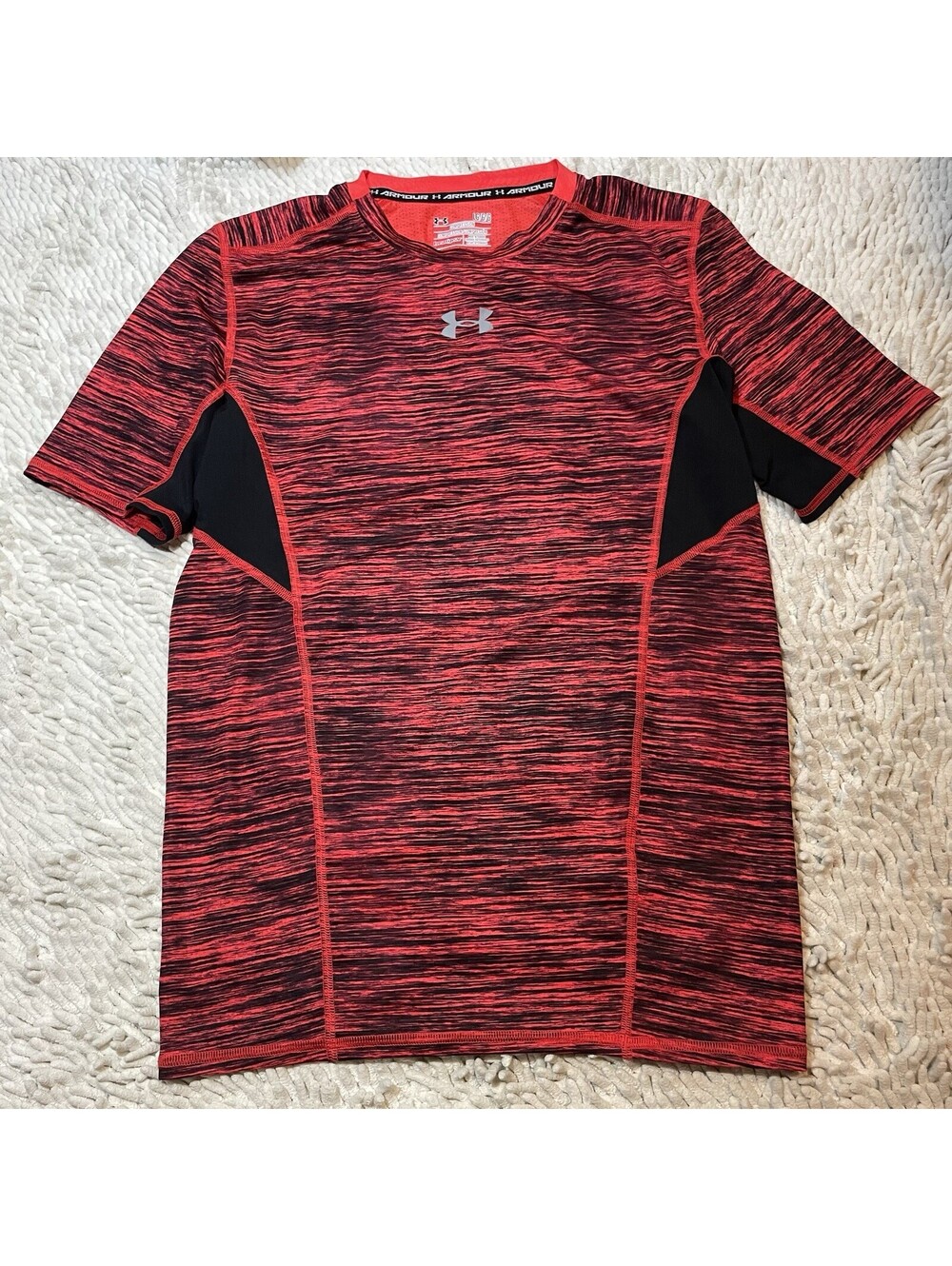 Under Armour Heatgear Compression Shirt Mens Large Orange Tiger Camo Workout Gym
